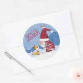 Rond Sticker pour oiseaux renard nageoire de Noël ennei (Enveloppe)