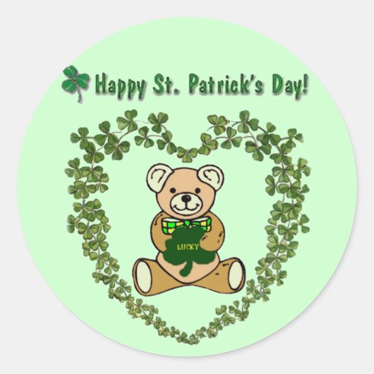 Rond Sticker pour ours de la Saint Patrick (Devant)