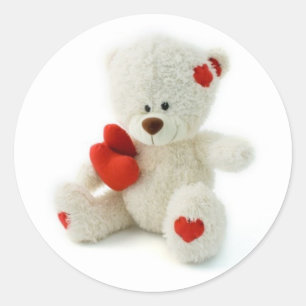 Rond Sticker pour ours en peluche de la Saint-Valentin