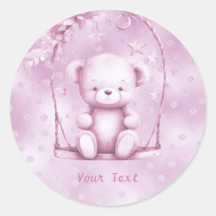 Rond Sticker pour ours en peluche rose