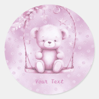 Rond Sticker pour ours en peluche rose
