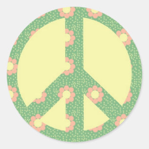 Rond Sticker pour panneau de paix à fleurs