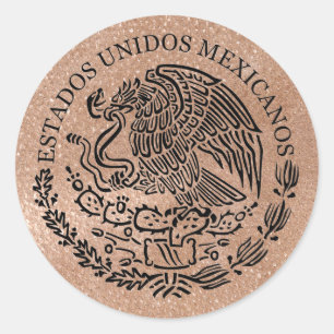 Rond Sticker pour passeport Gold Mexico Rose