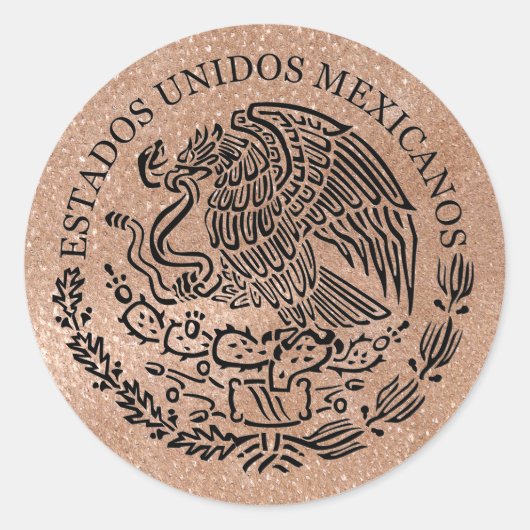 Rond Sticker pour passeport Gold Mexico Rose (Devant)