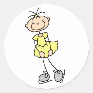 Rond Sticker Pour Patineuse Sur Glace Jaune