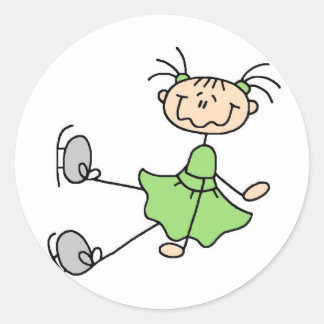 Rond Sticker Pour Patineuse Sur Glace Verte