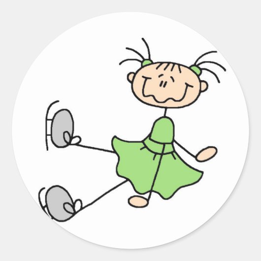 Rond Sticker Pour Patineuse Sur Glace Verte (Devant)
