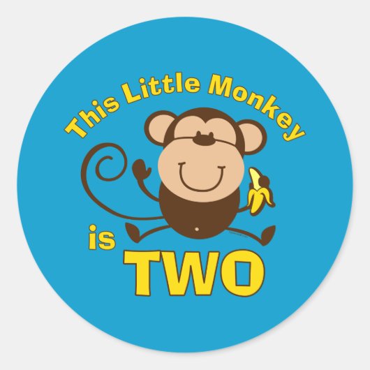 Rond Sticker pour petit singe 2e anniversaire (Devant)