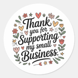 Rond Sticker pour petites entreprises Merci - Mignonne