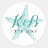 Rond Sticker pour phoque de mariage Starfish Monogram B (Devant)