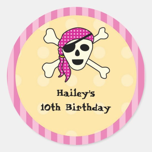 Rond Sticker pour phoque Fille Pirate (Devant)