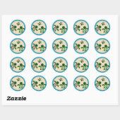 Rond Sticker pour phoque FILLE Sea TURTLE Baby shower ( (Feuille)