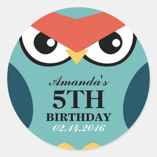 Rond Sticker pour phoque Invitation Anniversaire (Devant)