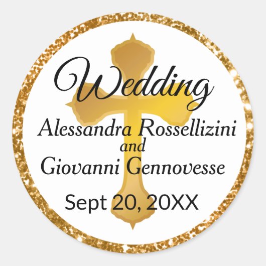 Rond Sticker pour phoque Mariage Gold Cross (Devant)