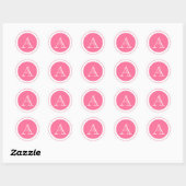 Rond Sticker pour phoque rose Monogramme (Feuille)