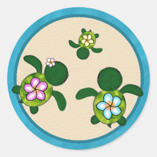 Rond Sticker pour phoque Sea TURTLE Baby shower (Honu) 