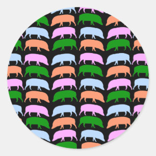 Rond Sticker pour porcs multicolores