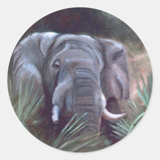 Rond Sticker pour portrait éléphant (Devant)