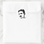 Rond Sticker pour portrait Nikola Tesla (Sac)