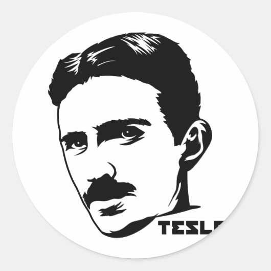 Rond Sticker pour portrait Nikola Tesla (Devant)