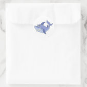 Rond Sticker pour requin caricature (Sac)
