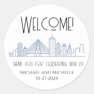 Rond Sticker pour sac de bienvenue Mariage de Boston
