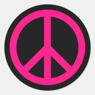 Rond Sticker pour signe de paix rose