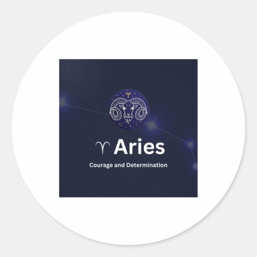 Rond Sticker pour signes Zodiac Aries (Devant)