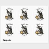 Rond Sticker pour sorcière et chat (Feuille)