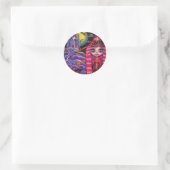 Rond Sticker pour sorcière Halloween rose (Sac)