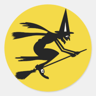 Rond Sticker pour sorcière Halloween vintage