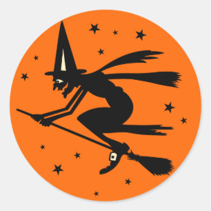 Rond Sticker pour sorcière Halloween vintage