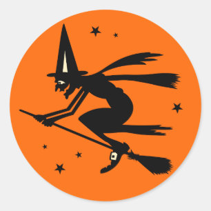 Rond Sticker pour sorcière Halloween vintage