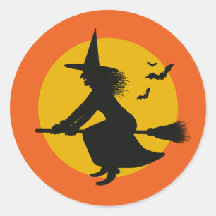 Rond Sticker pour sorcière Halloween vintage
