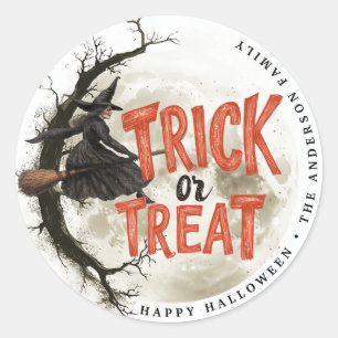 Rond Sticker pour sorcière Vintage Halloween