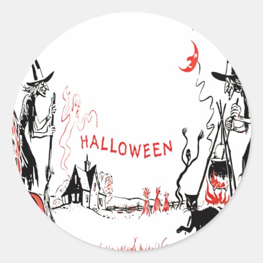 Rond Sticker pour sorcières d'Halloween (Devant)