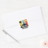 Rond Sticker pour Surf Tropical 🏄 ‍ ♂️ Rétro (Enveloppe)