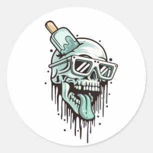 Rond Sticker pour Sweat - shirt à capuche de crâne cool