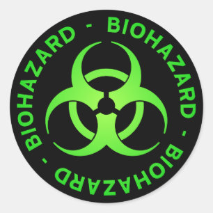 Rond Sticker pour symbole bio-danger vert