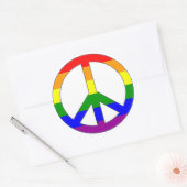 Rond Sticker pour symbole de paix arc-en-ciel (Enveloppe)