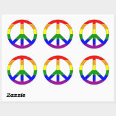 Rond Sticker pour symbole de paix arc-en-ciel (Feuille)