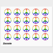Rond Sticker pour symbole de paix arc-en-ciel (Feuille)