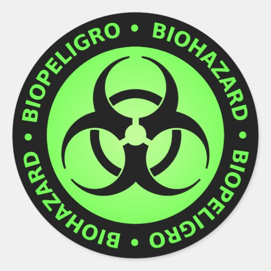 Rond Sticker pour symbole de risque biologique bilingue (Devant)