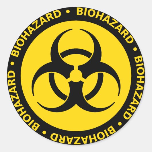 Rond Sticker pour symbole de risque biologique jaune (Devant)
