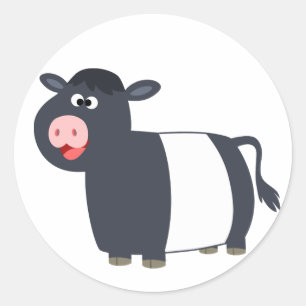 Rond Sticker pour vache à poitrine de caricature joli