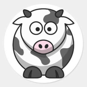 Rond Sticker pour vache caricaturale (rond)