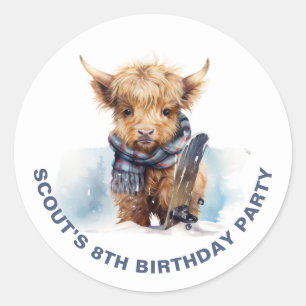 Rond Sticker pour vaches Highland Snowboard personnalis