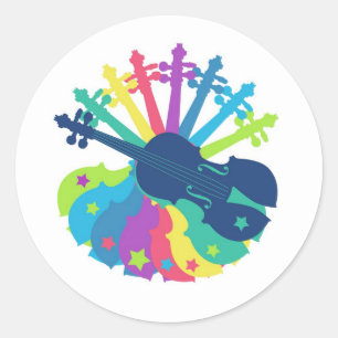 Rond Sticker pour violon arc-en-ciel