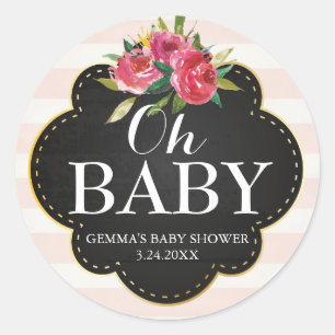 Rond Sticker préféré à la fête Baby shower - Stripes