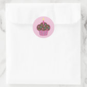 Rond Sticker préféré de la fête du Cupcake rose (Sac)